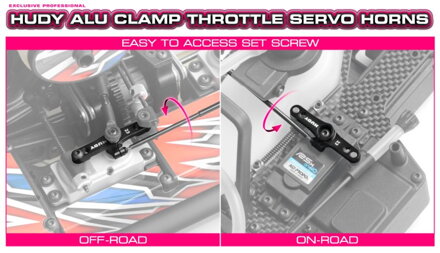 ALU CLAMP THROTTLE SERVO HORN - KO PROPO, SANWA - 2-HOLE - M3 - 23T