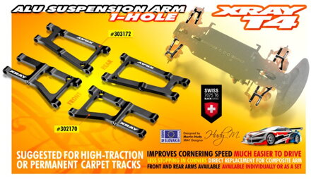 ALU FRONT & REAR SUSPENSION ARM 1-HOLE - SWISS 7075 T6 (2+2)