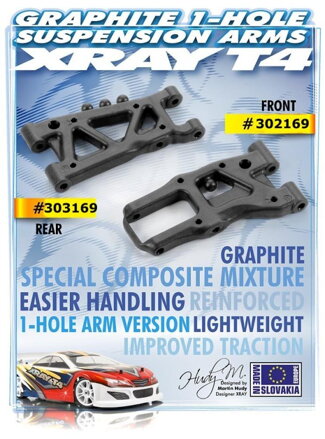 FRONT SUSPENSION ARM - GRAPHITE - 1-HOLE