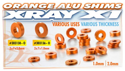 ALU SHIM 3x7x2.0MM - ORANGE (10)