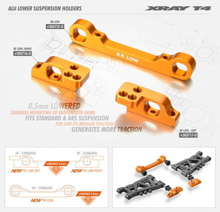 ALU LOWER 2-PIECE SUSPENSION HOLDER - RIGHT - LOW