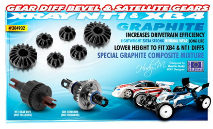 GRAPHITE GEAR DIFF BEVEL & SATELLITE GEARS (2+4) - LOW