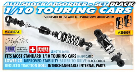 1/10 TOURING ALU SHOCK ABSORBER-SET - BLACK (2)