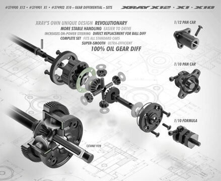 XRAY GEAR DIFFERNTIAL 1/12 PAN CAR SET