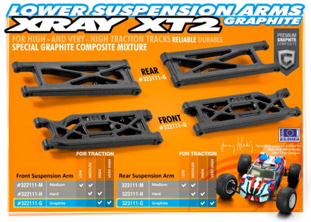 XT2 COMPOSITE SUSPENSION ARM FRONT LOWER - GRAPHITE