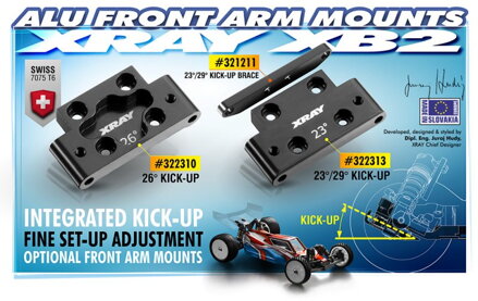 ALU FRONT LOWER ARM MOUNT 26° KICK-UP - SWISS 7075 T6