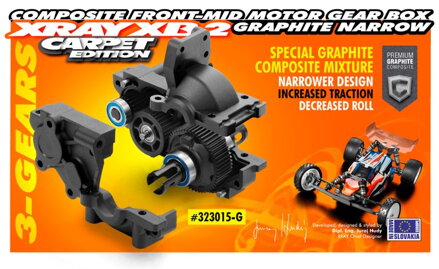 COMPOSITE FRONT-MID MOTOR GEAR BOX (3 GEARS) - GRAPHITE - NARROW - SET