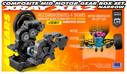 COMPOSITE MID MOTOR GEAR BOX (4 GEARS) - NARROW - SET