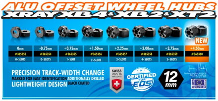 ALU WHEEL HUB 12MM - OFFSET "+4.5MM" (2)